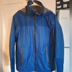Hawke & Co Blue Worm Jacket with Hood and Water-Resistant Material